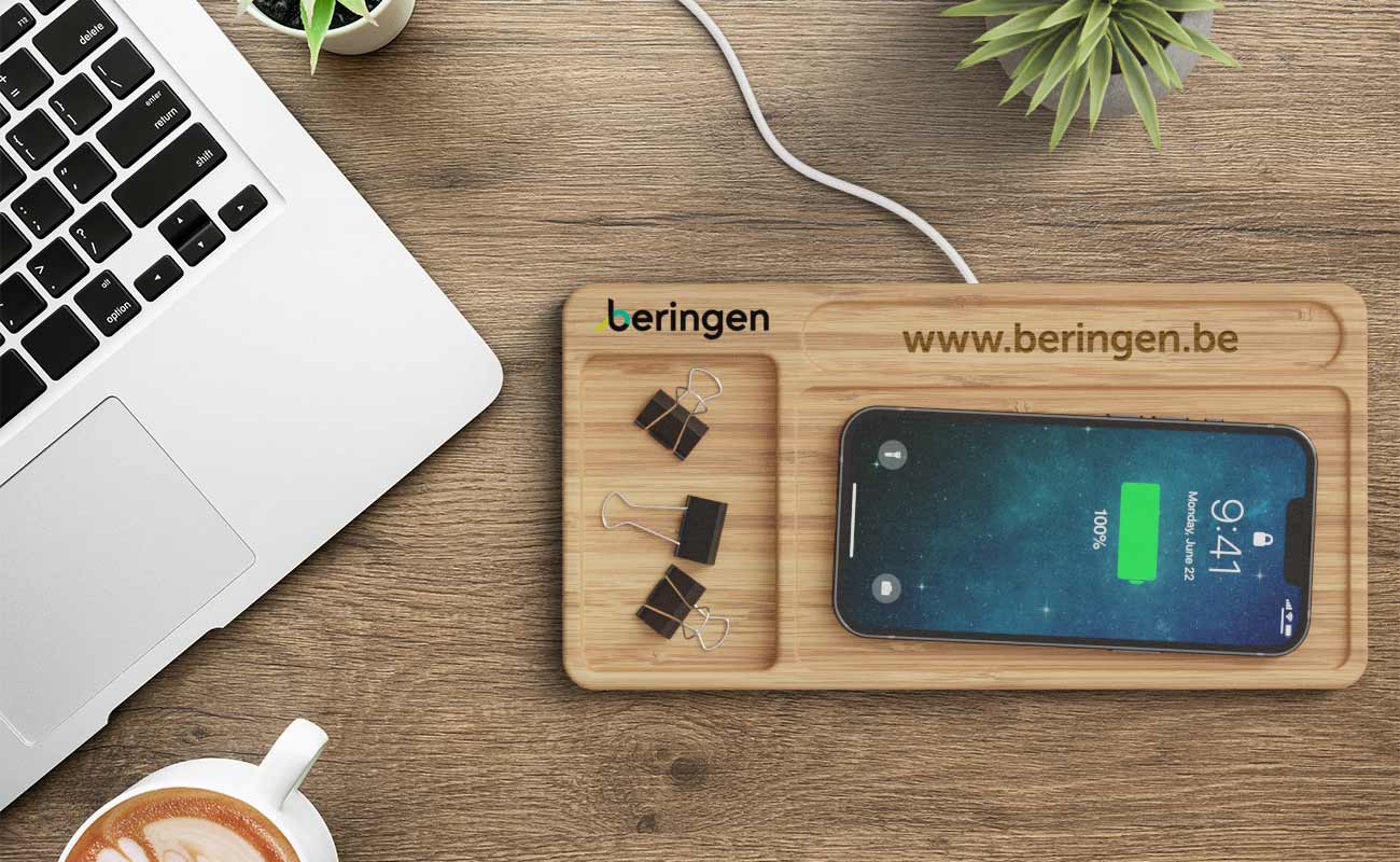 EcoDesk - Qi Draadloze oplader met eigen logo gallery thumbnail