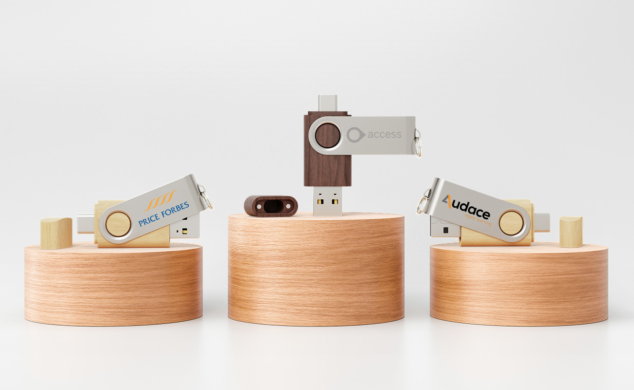 Twister Go Wood - USB Stick Bedrukt met USB-C gallery thumbnail